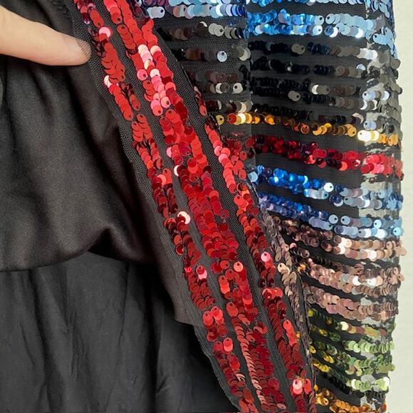 Apt. 9 Sequin Tank Top Multi-Color Sequins on Mesh over Black Tank Women's 2XL - Picture 9 of 14